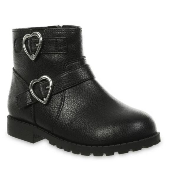 wonder nation Other - Black Silver Size 8 Kids Girls Lil Natalie Heart Buckled Moto Ankle Boot Bootie
